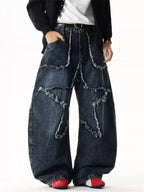 Men's Pants Star Patchwork Wide Leg Jeans