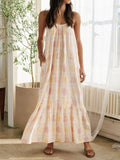 Women's Lounge Dress – Printed Maxi with Ruffled Hem