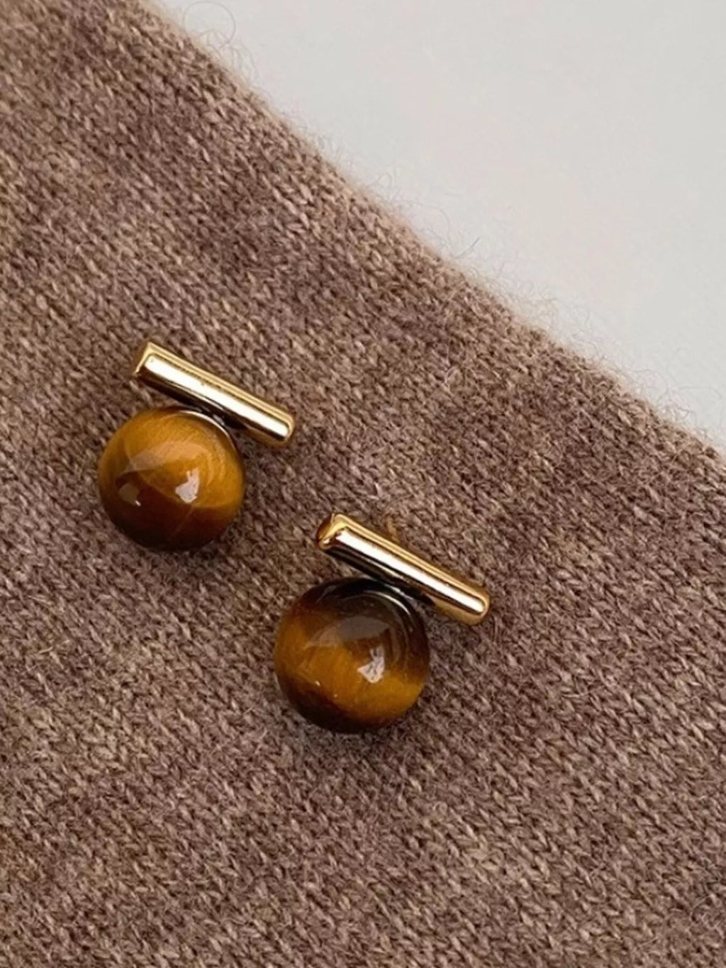 Women's Tiger Eye Stone Stud Earrings
