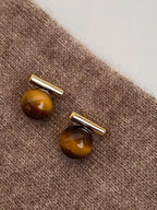 Women's Tiger Eye Stone Stud Earrings