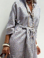 Women's Midi Dress – Printed Button-Down Plus
