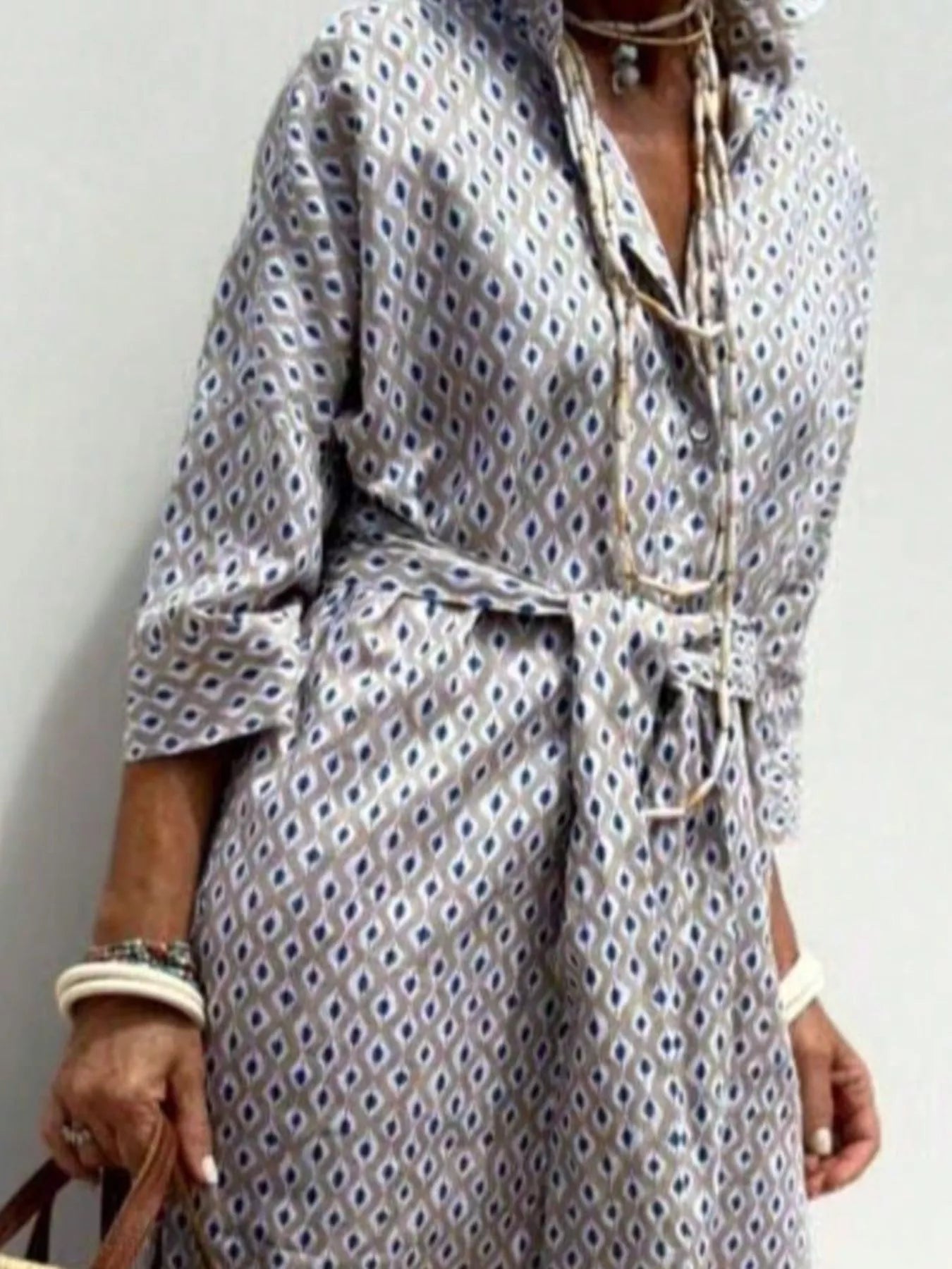 Women's Midi Dress – Printed Button-Down Plus