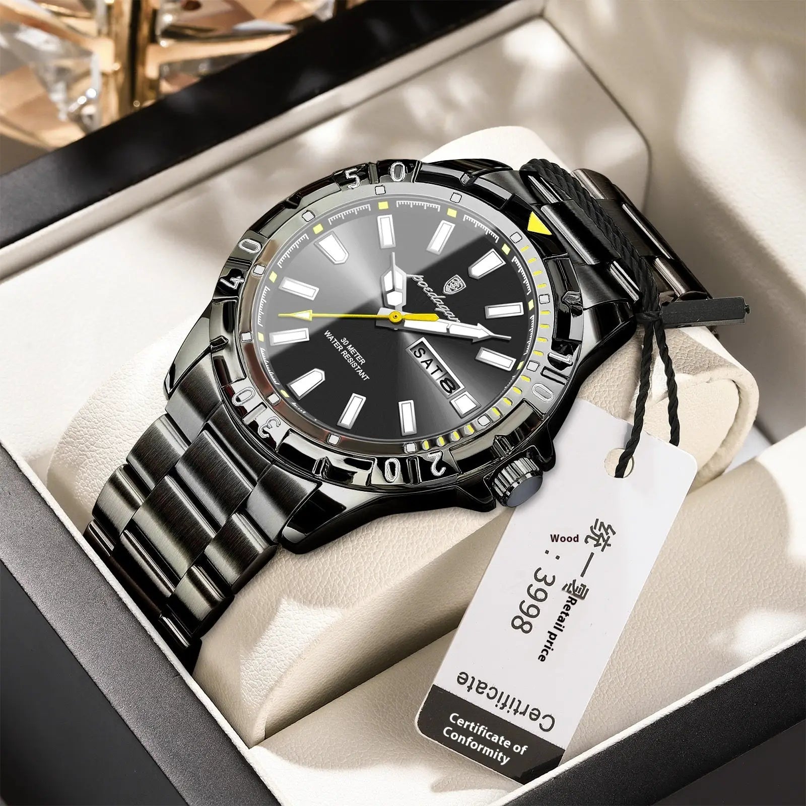 Men's Waterproof Luminous Fashion Watch – Swiss Style, Ultra-Slim 6mm Dropshipman