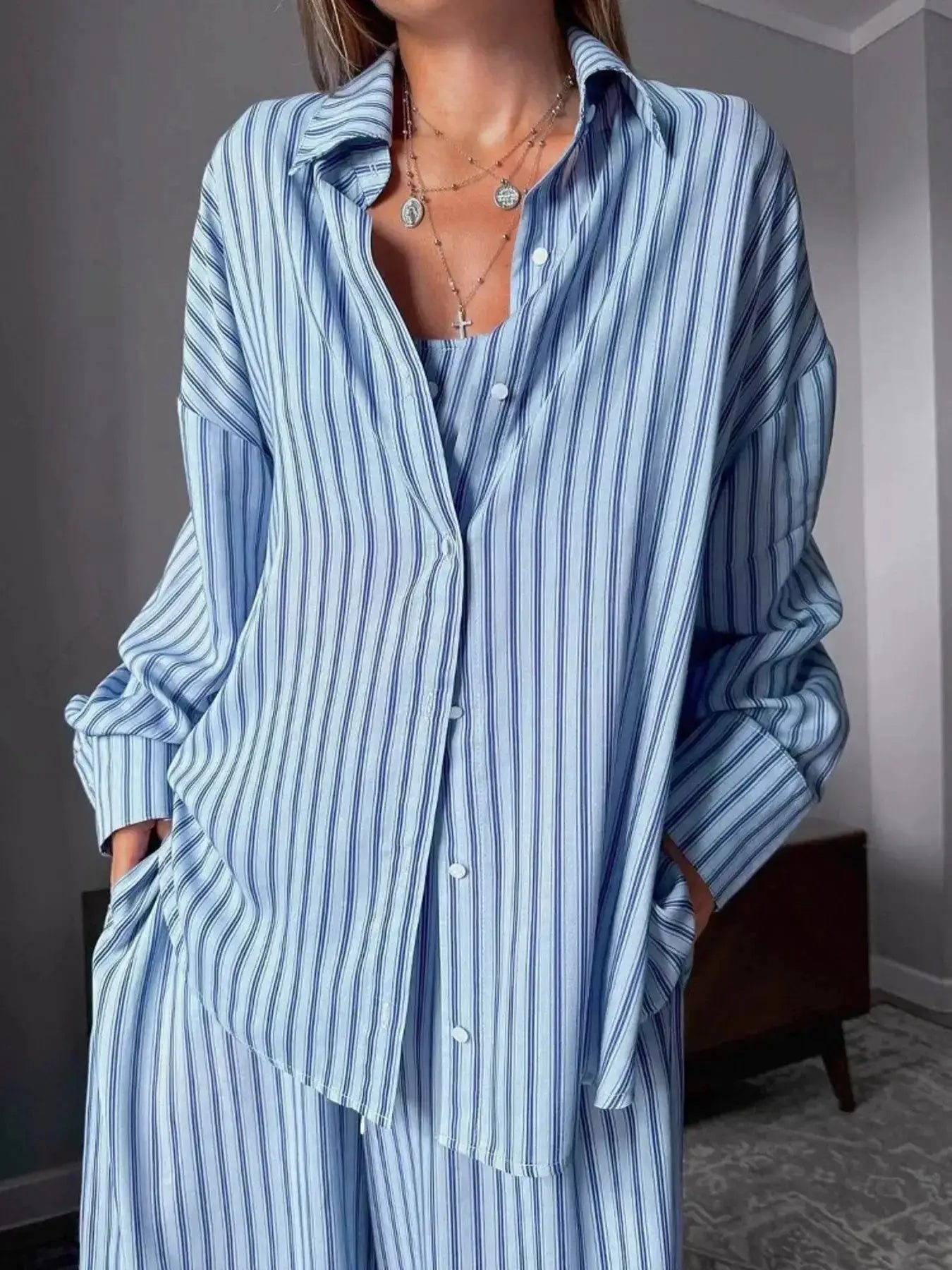 Women's Lounge Set Striped Cami and Pants