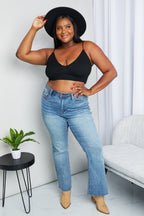Women's Textured Spaghetti Strap Bralette in Black