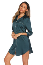 Women's Night Dress – Button-Up Collared