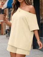 Women's Shorts Set One Shoulder Plus Size