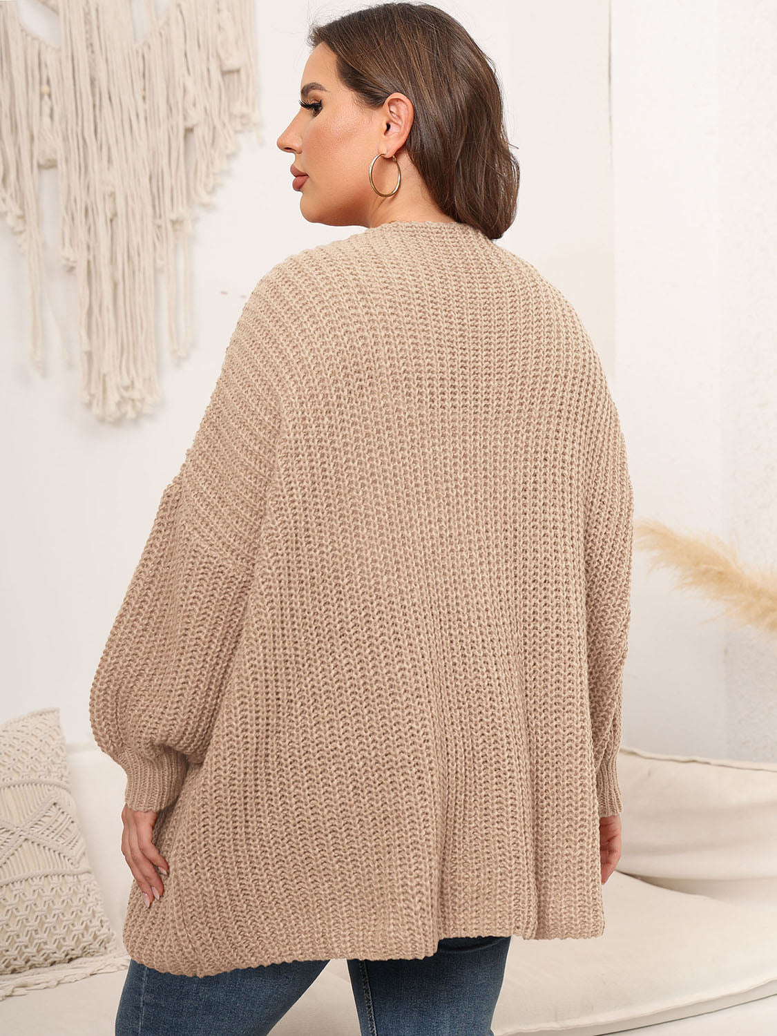 Women's Cardigan - Plus Size Open Front Knit
