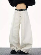 Men's Pants Wide Leg Button-Fly Plus Size