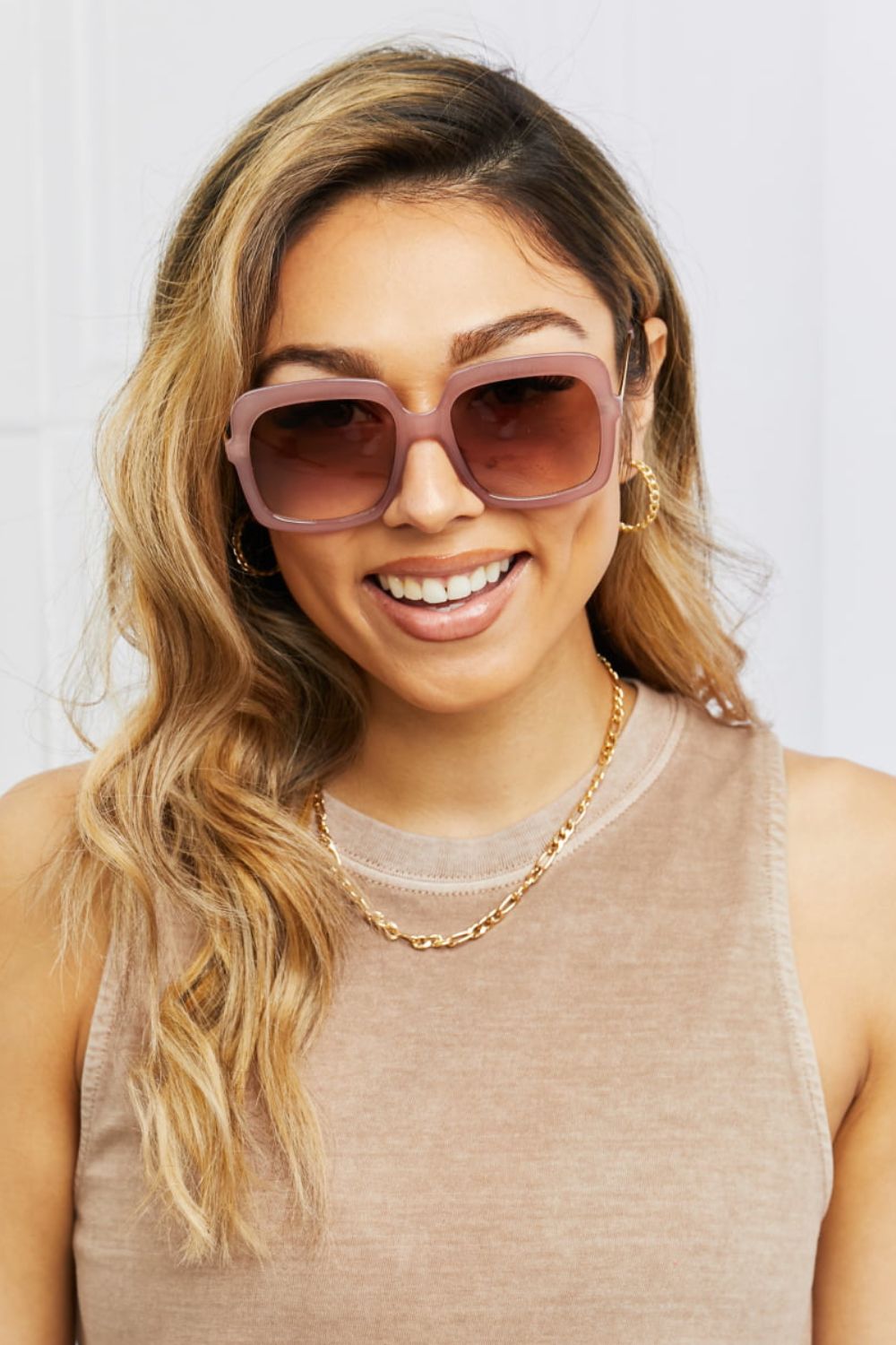Women's Square Metal-Plastic Hybrid Sunglasses