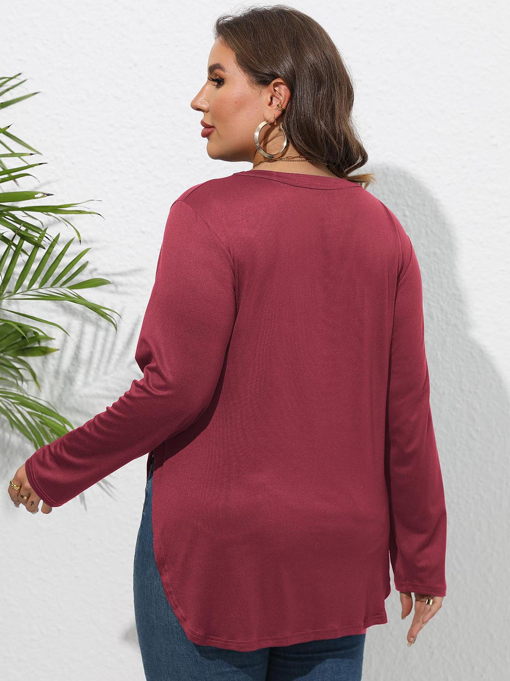 Women's Long Sleeve T-Shirt – Plus Size Slit