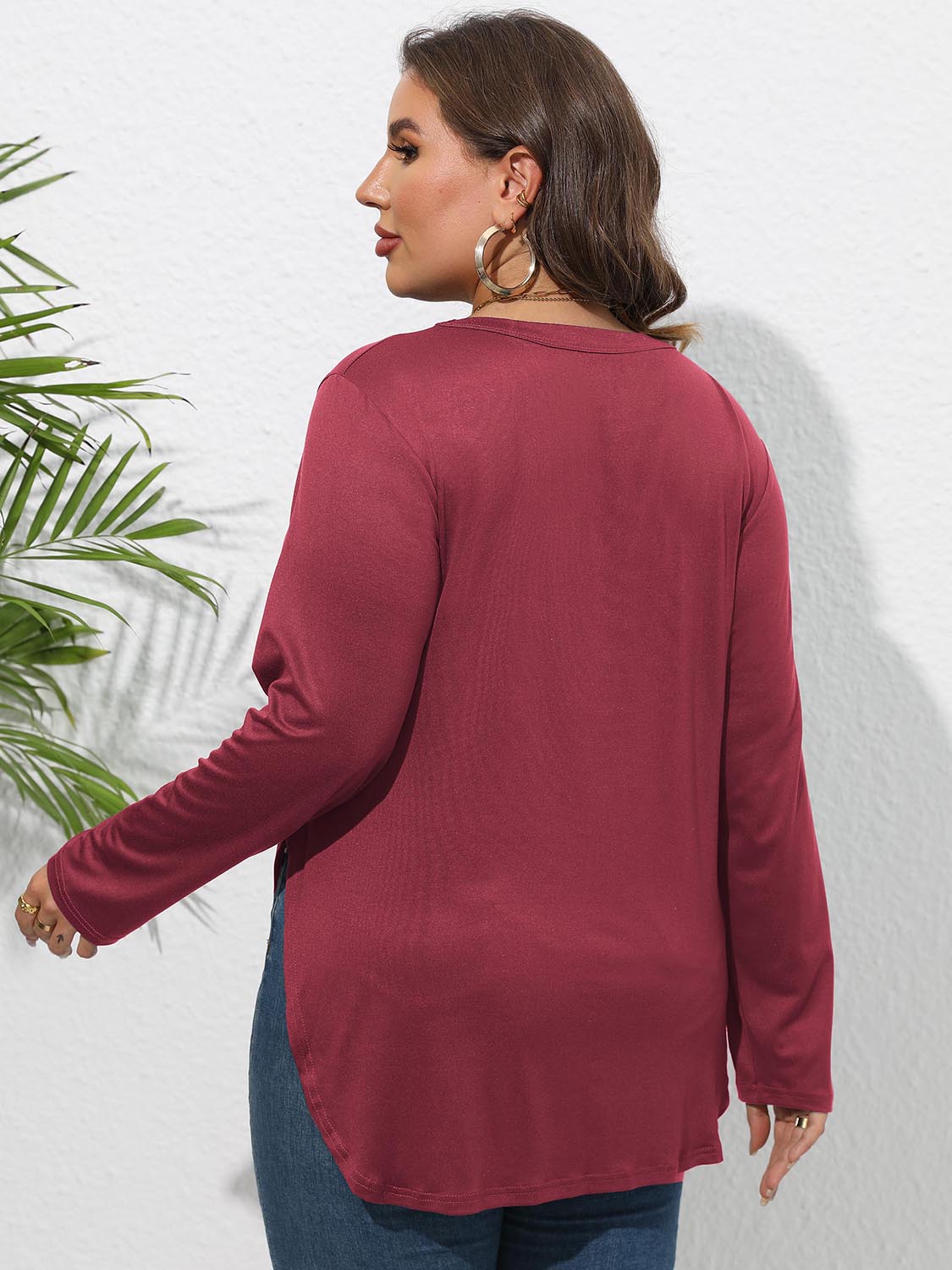 Women's Long Sleeve T-Shirt – Plus Size Slit