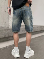 Men's Patchwork Graphic Denim Shorts