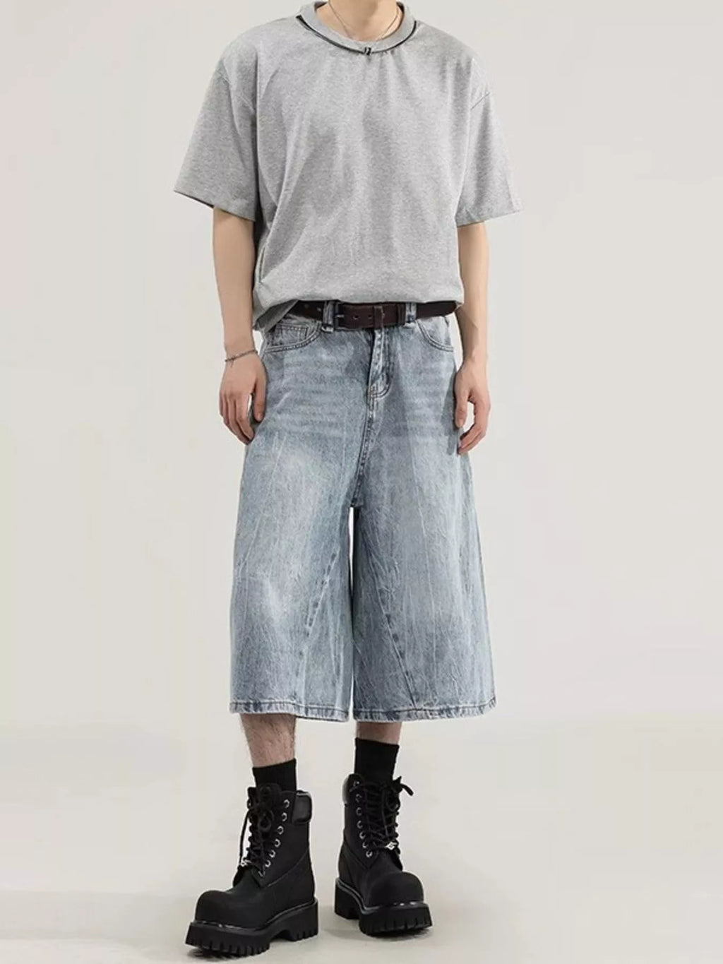 Men's Plus Size Wide Leg Capris Jeans