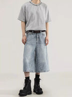 Men's Plus Size Wide Leg Capris Jeans