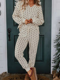 Women's Lounge Set Polka Dot Long Sleeve Top & Joggers