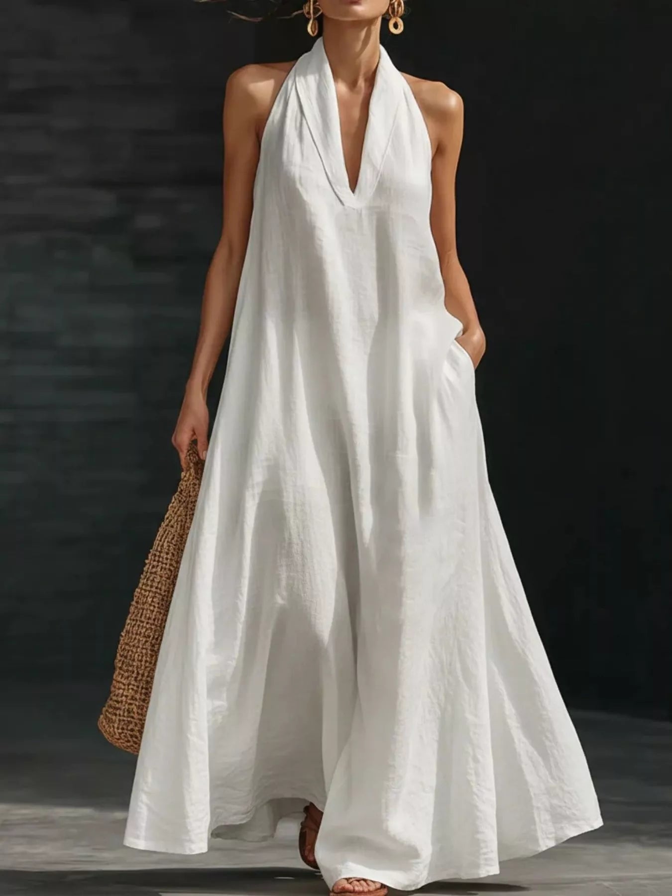 Women's Maxi Dress – Halter Neck Sleeveless