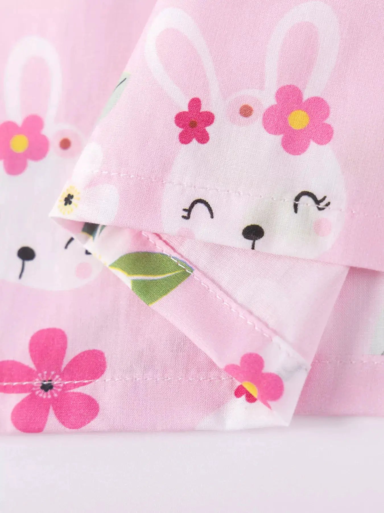 Pink Bunny Floral Print Peter Pan Collar Dress for Girls — Parfymia