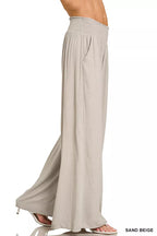 Women's Wide Leg Lounge Pants – Smocked Waistband