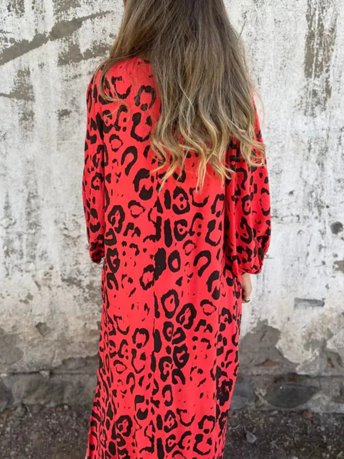 Full Size Printed V-Neck Dress with Pockets Plus Size Trendsi
