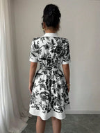 Printed Button Front Mini Dress