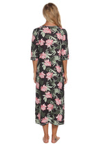 Women's Printed Slit Night Dress with Pockets