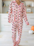 Halloween Ghost Print Lounge Set Top and Pants