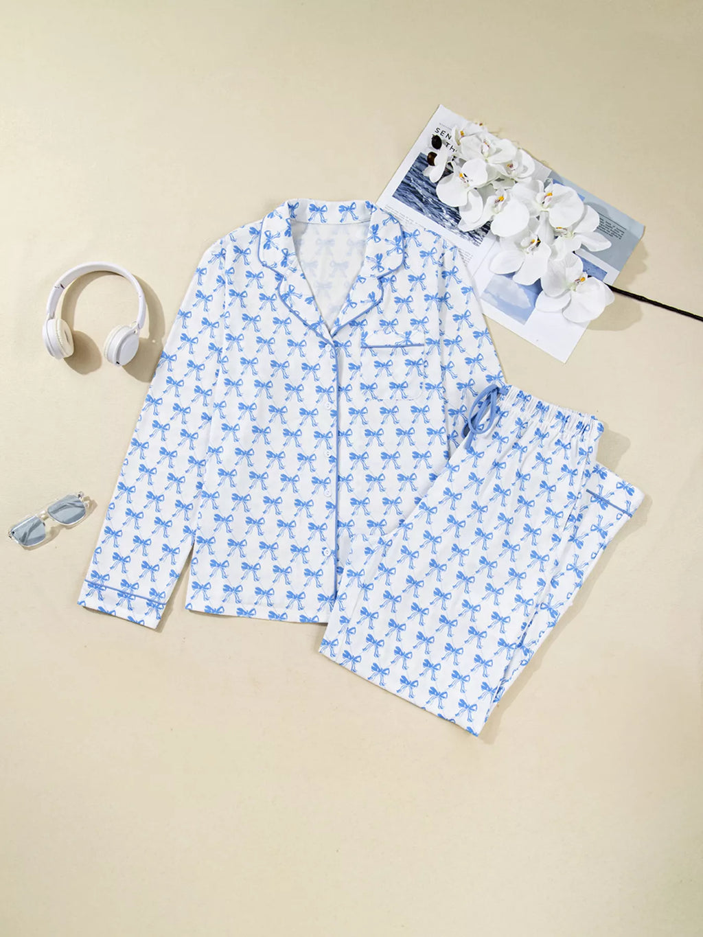 Women's Loungewear Set – Bow Print