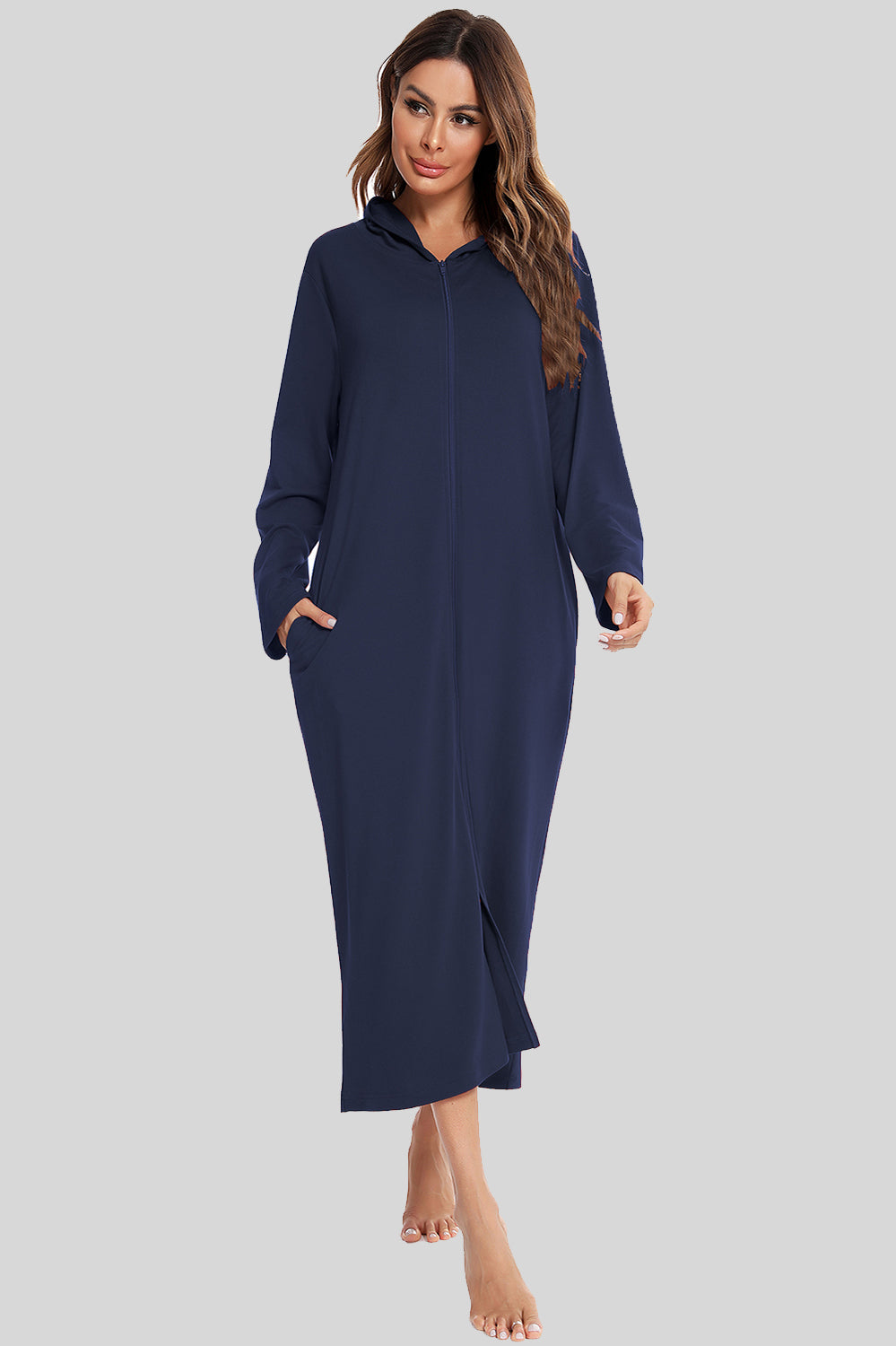 Women's Hooded Night Dress with Pockets