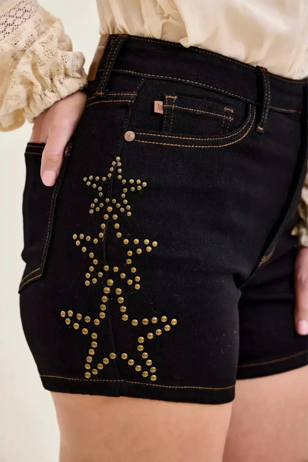 Judy Blue High Waist Slim Denim Shorts With Star Studded Detailing — Parfymia