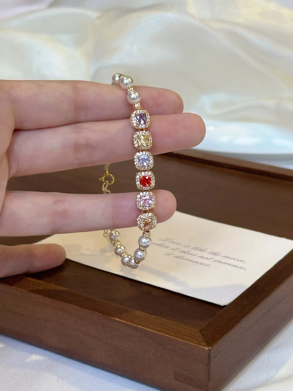 Women's Pearl & Zircon Adjustable Bracelet
