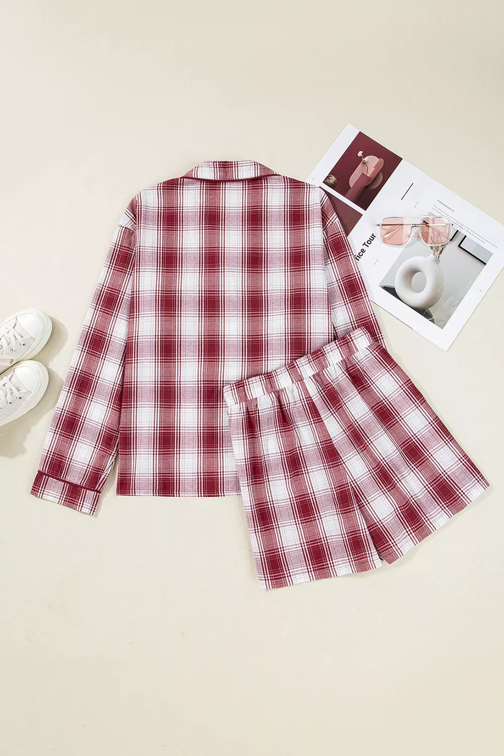 Women's Loungewear Set Plaid Long Sleeve