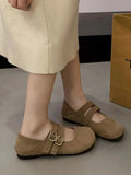 Double Buckle Slip-Ons in PU Leather and Suede by Parfymia