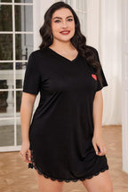 Women's Plus Size Lace Trim V-Neck Night Dress