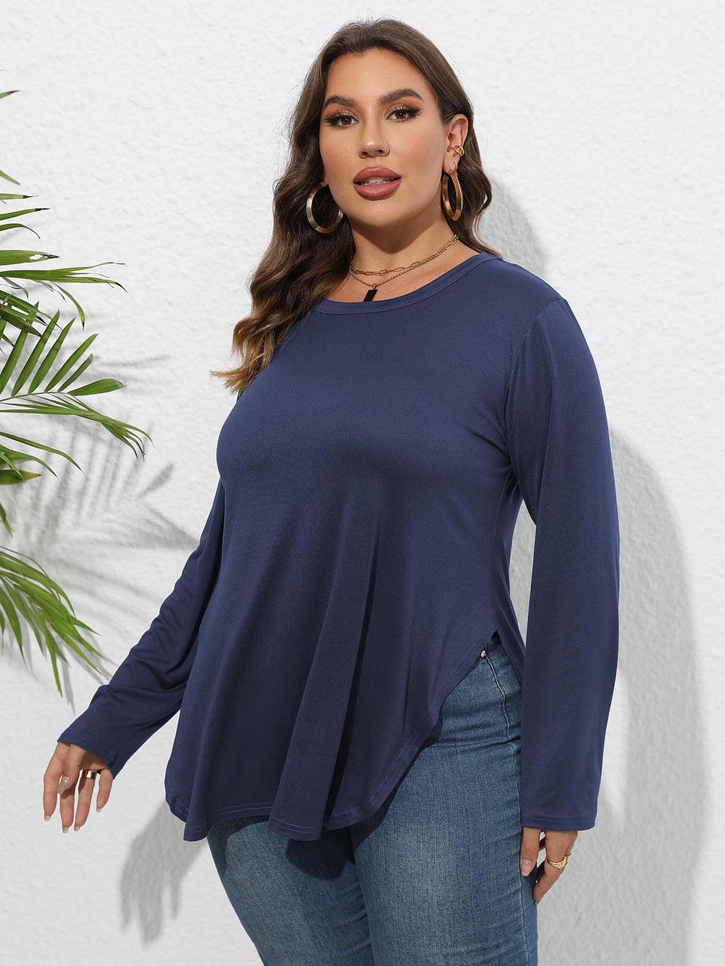 Women's Long Sleeve T-Shirt – Plus Size Slit