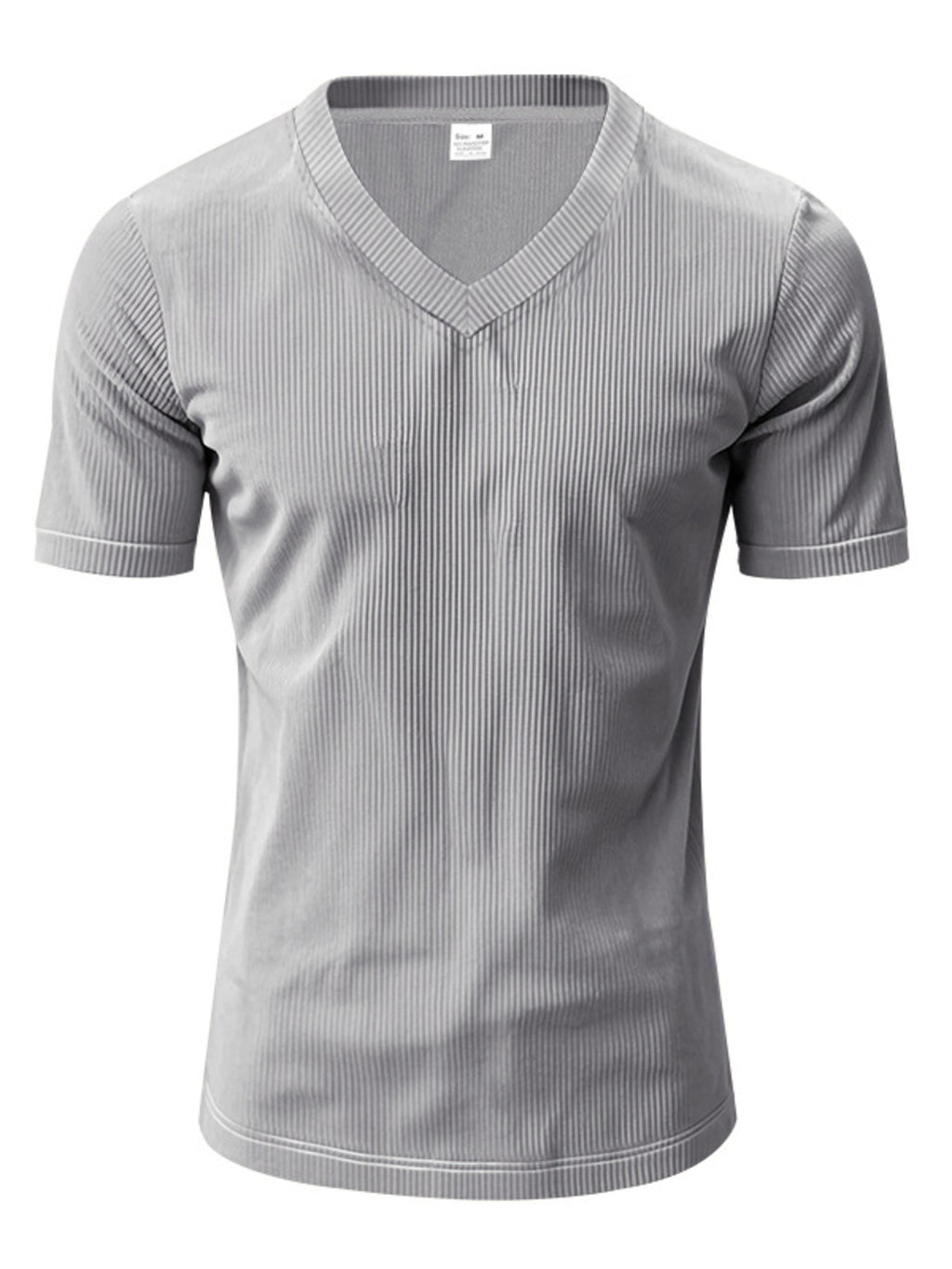 Men's Full Size Ribbed V-Neck T-Shirt Plus Size