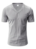 Men's Full Size Ribbed V-Neck T-Shirt Plus Size