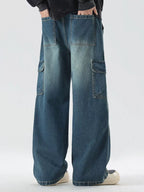 Men's Full Size Wash Wide Leg Cargo Jeans Plus Size
