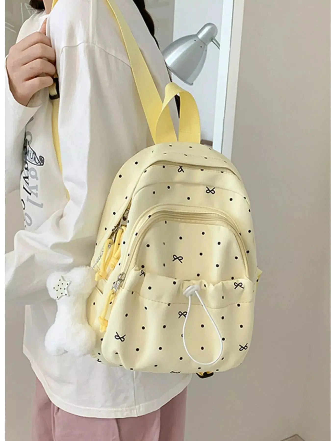 Polka Dot Mini Lightweight Backpack Bag For Everyday Use Oxford Cloth — Parfymia