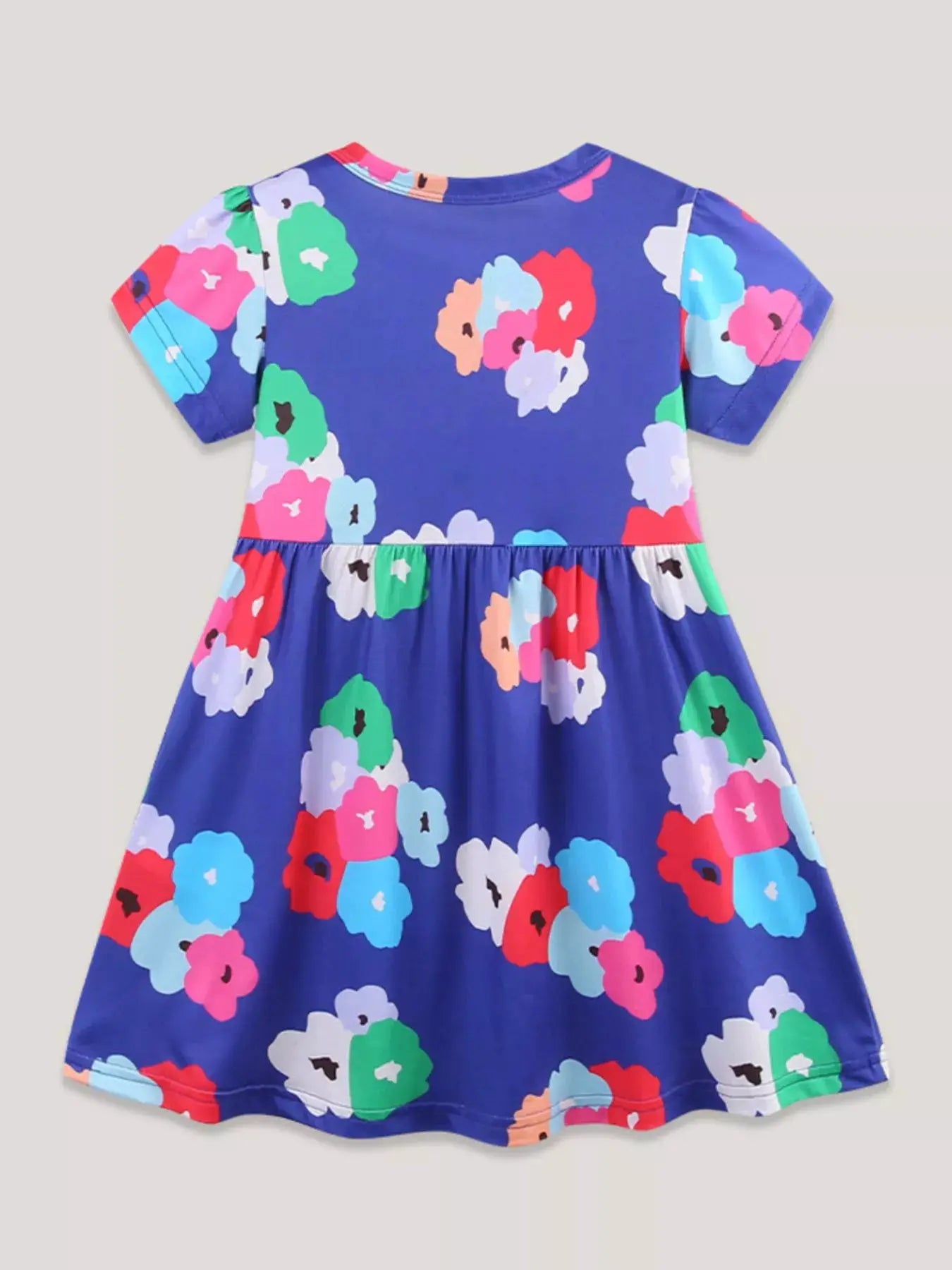 Girls Floral Print Short Sleeve Dress Casual Cute Everyday Wear — Parfymia