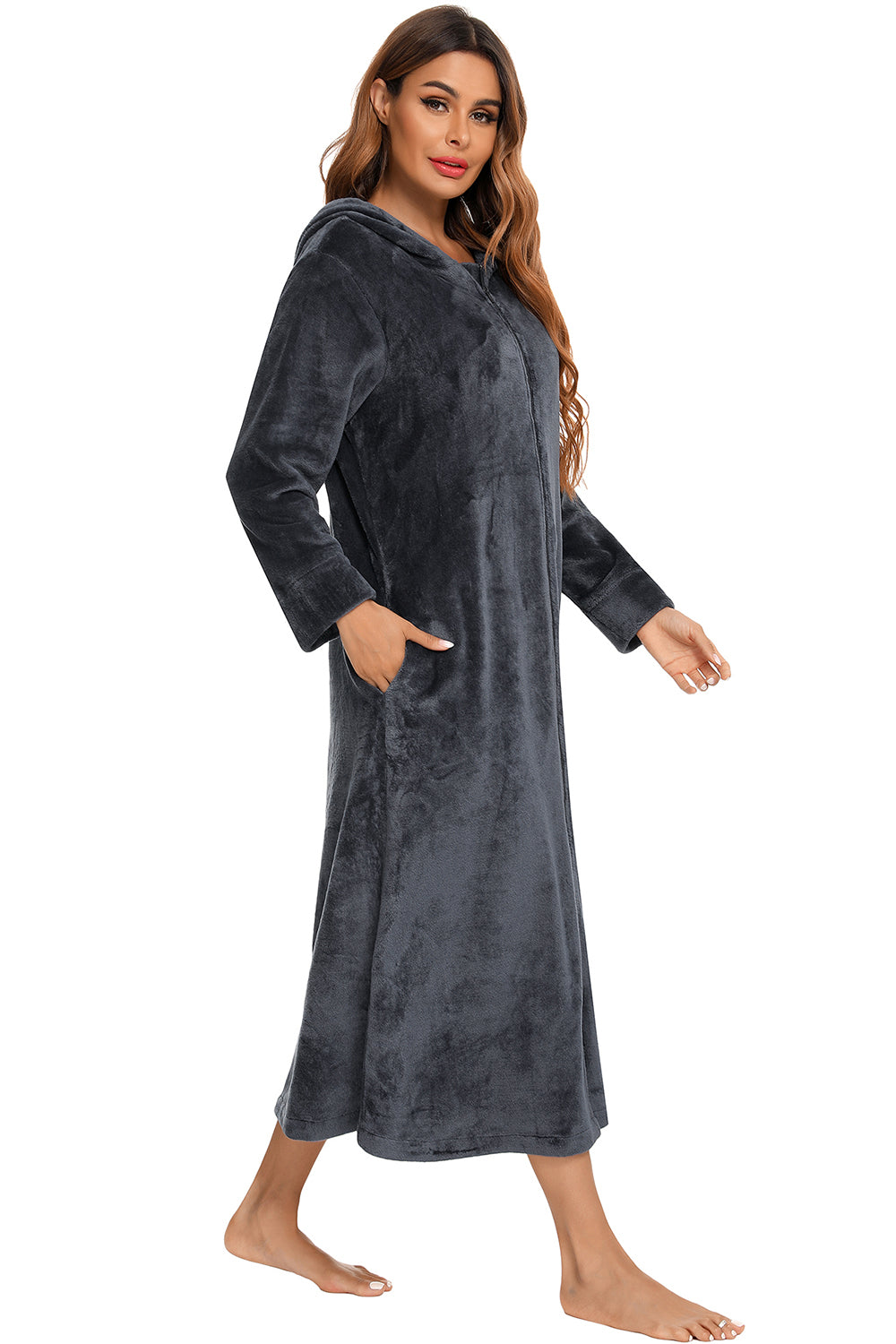 Women's Hooded Night Dress with Pockets