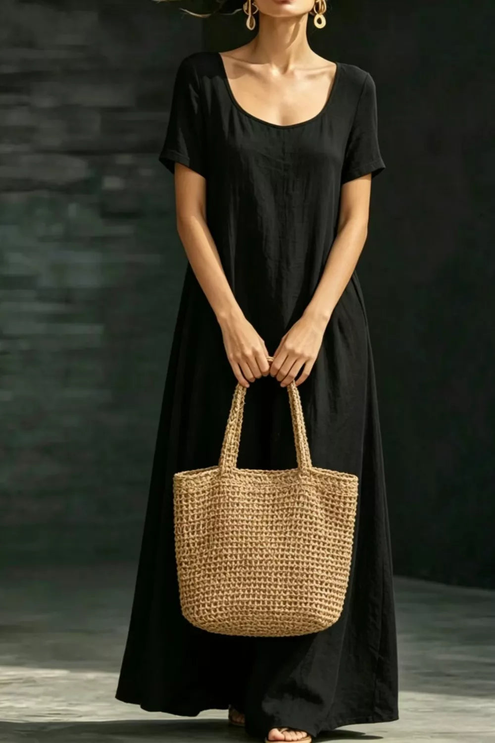 Women's Maxi Dress – Loose Casual Short Sleeve