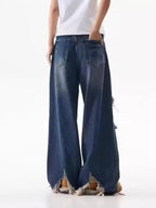 Men's Full Size Distressed Wide Leg Jeans Plus Size