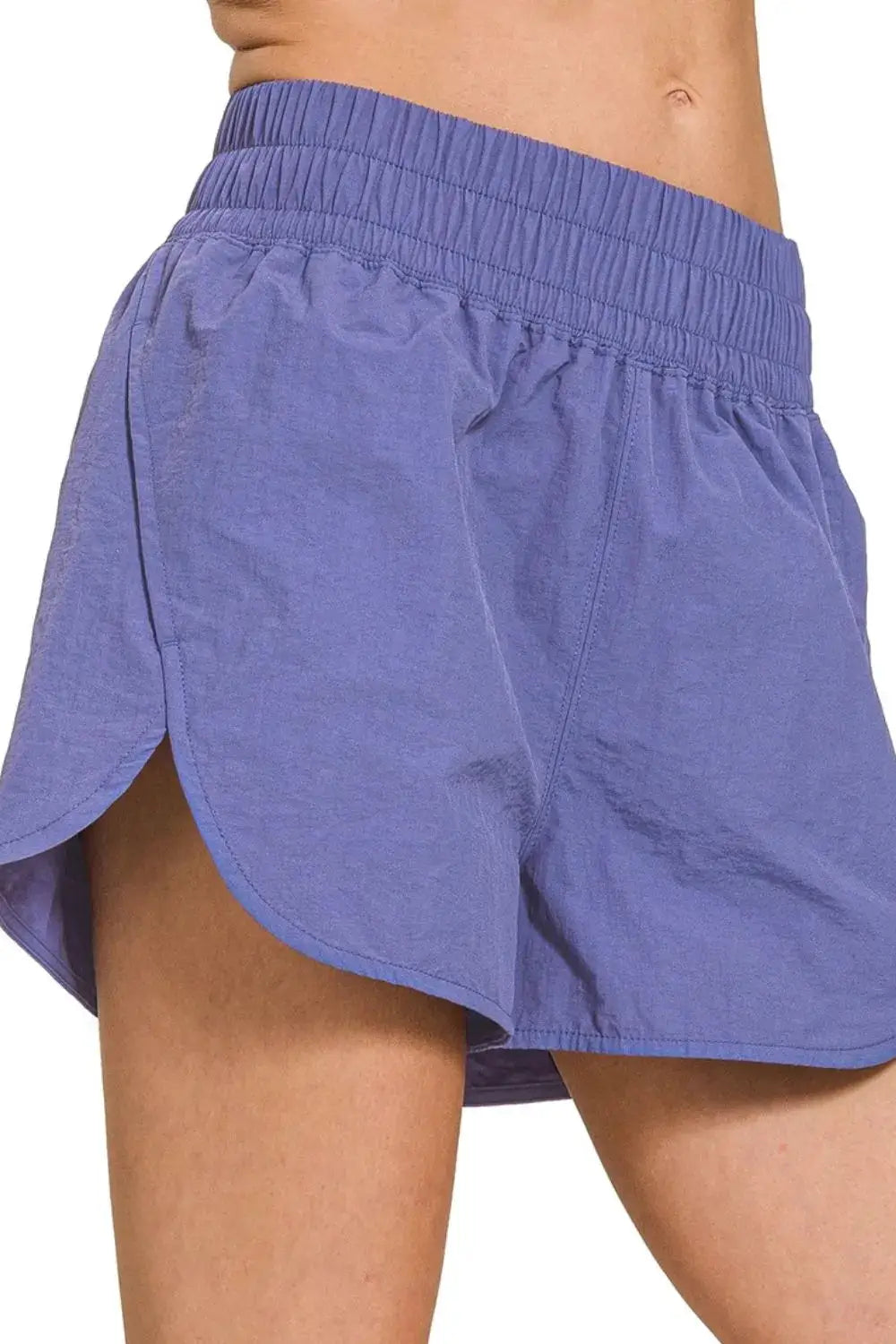 Zenana Windbreaker Running Shorts With Smocked Waistband Women — Parfymia