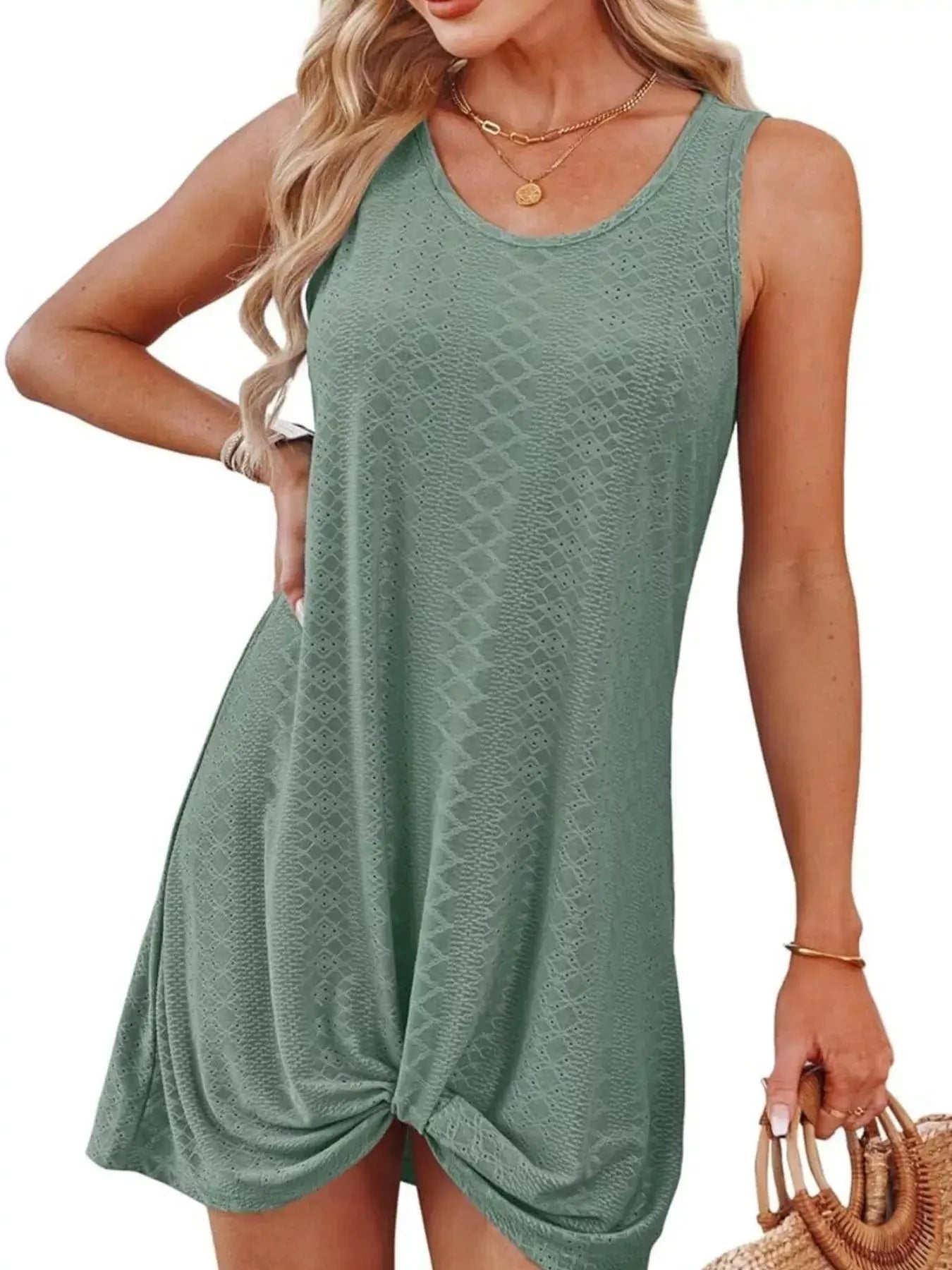 Sleeveless Knotted Hem Tank Dress Trendsi