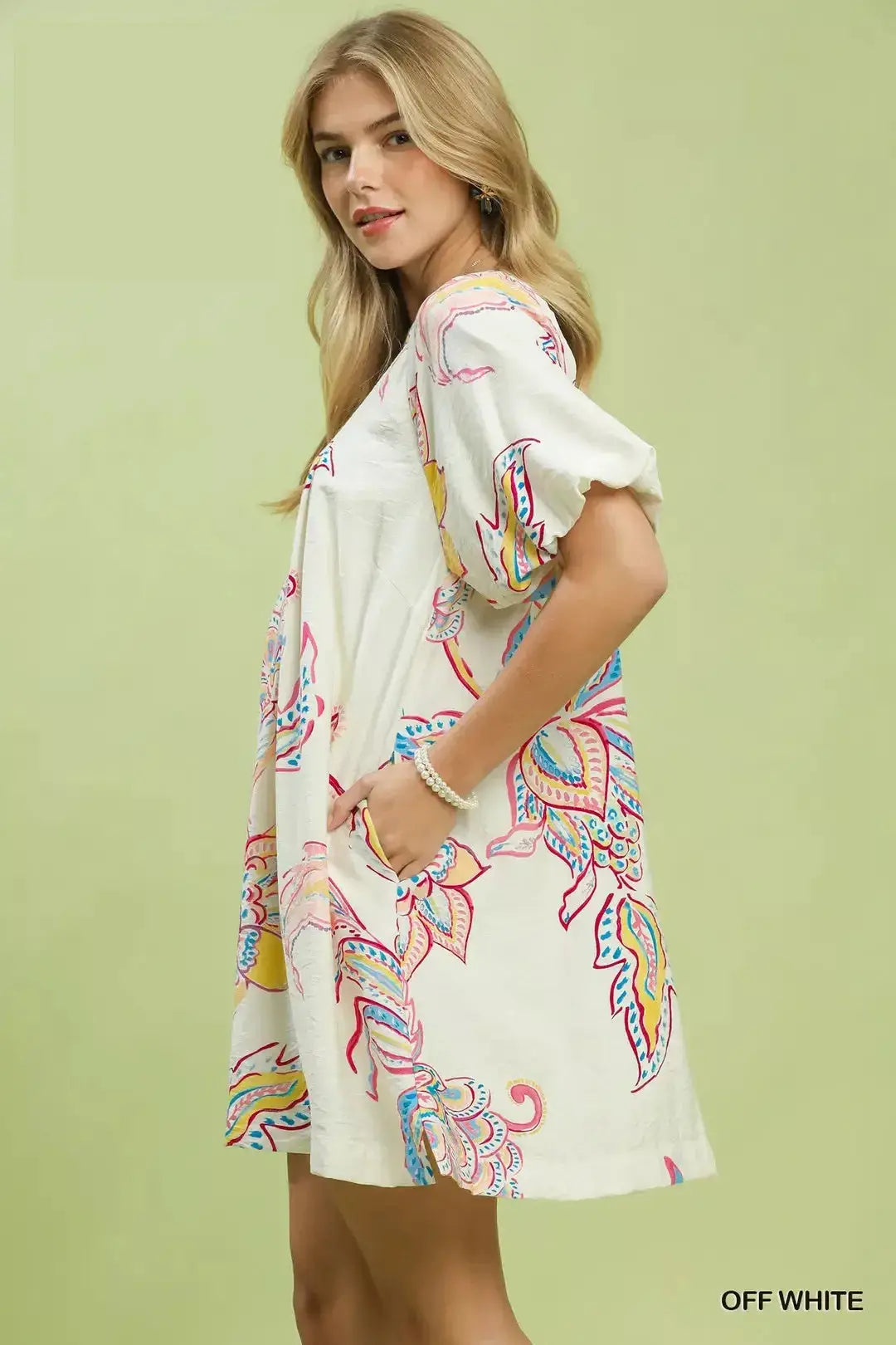 Umgee Boho Floral Print Mini Dress with Pockets Trendsi