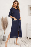 Women's Night Dress with Zip Front & Pockets