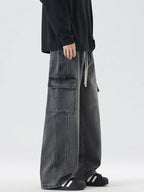 Men's Full Size Wash Wide Leg Cargo Jeans Plus Size