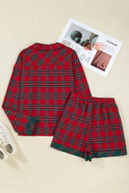 Women's Loungewear Plaid Contrast Patch Pajama Set