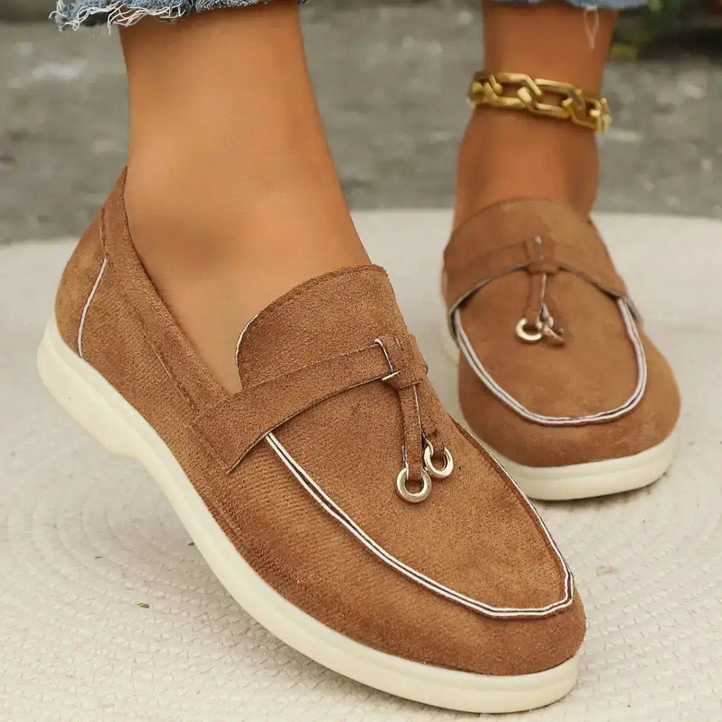 Durable Polyester Rubber Casual Round Toe Slip-Ons by Parfymia